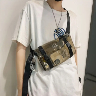 Yelka sumkalari erkaklar modasi minimalist shaffof sumkalar ko'p qirrali yapon uslubidagi dekorativ suv o'tkazmaydigan sumkalar Unisex Chic Bolsas Para Hombre