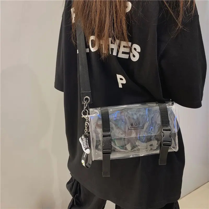 Yelka sumkalari erkaklar modasi minimalist shaffof sumkalar ko'p qirrali yapon uslubidagi dekorativ suv o'tkazmaydigan sumkalar Unisex Chic Bolsas Para Hombre