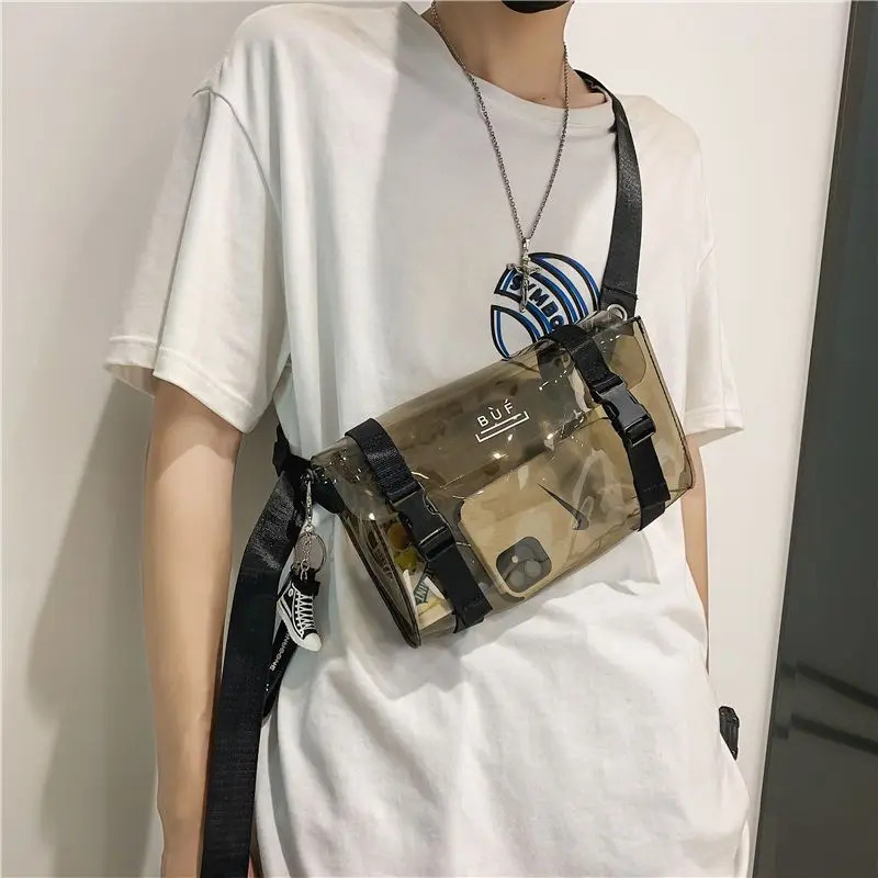 Yelka sumkalari erkaklar modasi minimalist shaffof sumkalar ko'p qirrali yapon uslubidagi dekorativ suv o'tkazmaydigan sumkalar Unisex Chic Bolsas Para Hombre