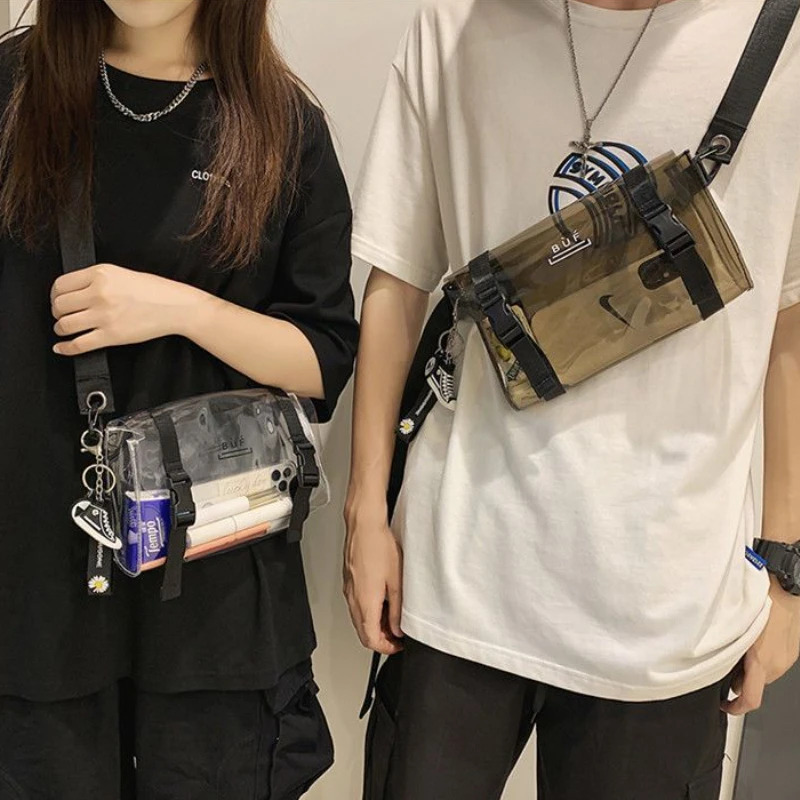 Yelka sumkalari erkaklar modasi minimalist shaffof sumkalar ko'p qirrali yapon uslubidagi dekorativ suv o'tkazmaydigan sumkalar Unisex Chic Bolsas Para Hombre