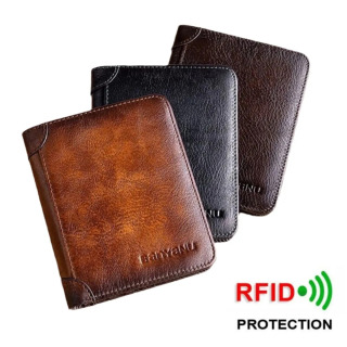 Кошелек из натуральной кожи в деловом ретро-стиле с Rfid-защитой, короткий держатель для карт, бумажники для мелочи, мужской деловой держатель