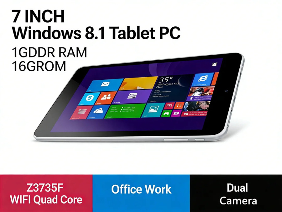 Планшетный ПК 7 дюймов, Windows 8.1, процессор Z3735F, 1 ГБ ОЗУ, 32-битная система, Wi-Fi, четырехъядерный, для офисной работы, с камерами