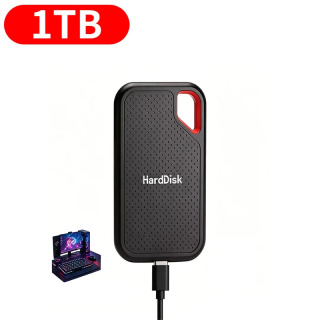 Внешний SSD-накопитель 128 ТБ, портативный твердотельный накопитель 1 ТБ, компактный корпус, высокая производительность, для ежедневного использования черный