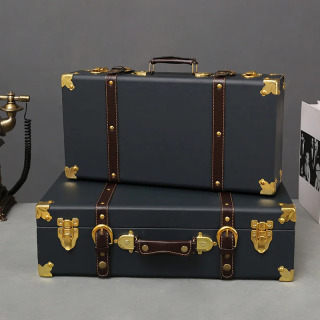 Hashamatli Vintage Trunk sayohat qo'l katta chamadonlar Charm to'shak ostida chamadon kiyim organizator saqlash qutisi antiqa savat moslashtirilgan