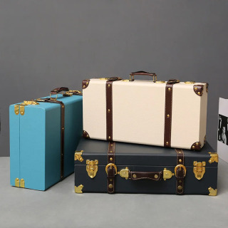 Hashamatli Vintage Trunk sayohat qo'l katta chamadonlar Charm to'shak ostida chamadon kiyim organizator saqlash qutisi antiqa savat moslashtirilgan