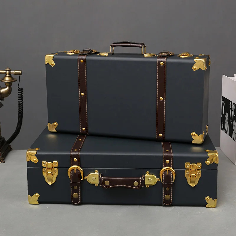Hashamatli Vintage Trunk sayohat qo'l katta chamadonlar Charm to'shak ostida chamadon kiyim organizator saqlash qutisi antiqa savat moslashtirilgan