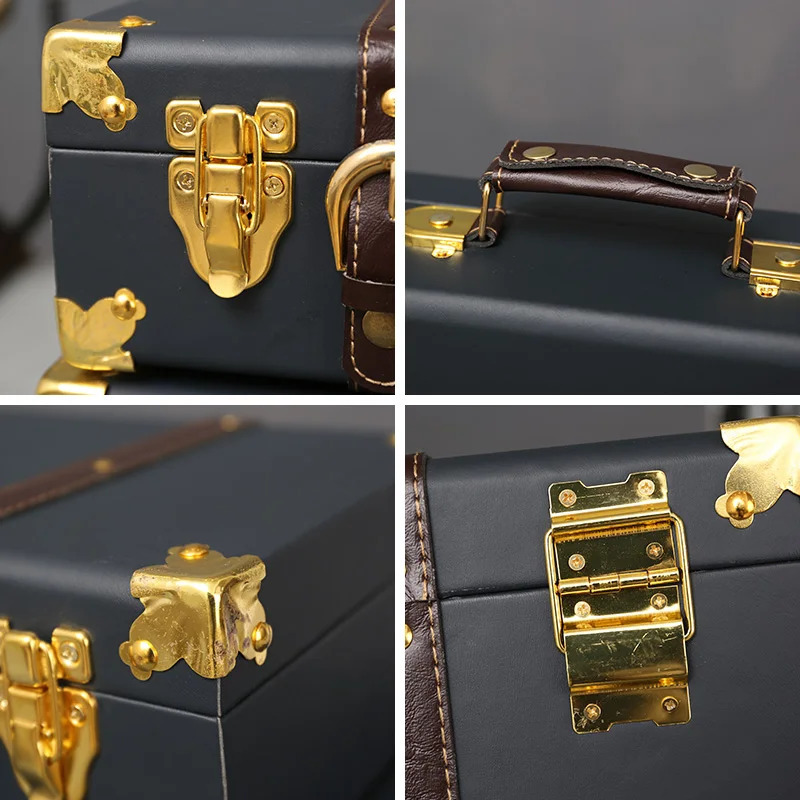 Hashamatli Vintage Trunk sayohat qo'l katta chamadonlar Charm to'shak ostida chamadon kiyim organizator saqlash qutisi antiqa savat moslashtirilgan