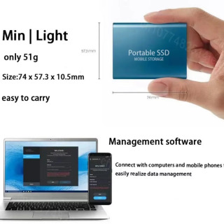 Внешний твердотельный накопитель 2 ТБ, портативный SSD, USB 3.2 Gen2, быстрая передача данных, безопасное хранение важных файлов