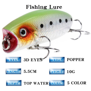 Fishing Lures Wobblers Bait-Isca Trolling-Top Feather Hooks Water Bass Yangi Sun'iy Popper