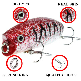 Fishing Lures Wobblers Bait-Isca Trolling-Top Feather Hooks Water Bass Yangi Sun'iy Popper