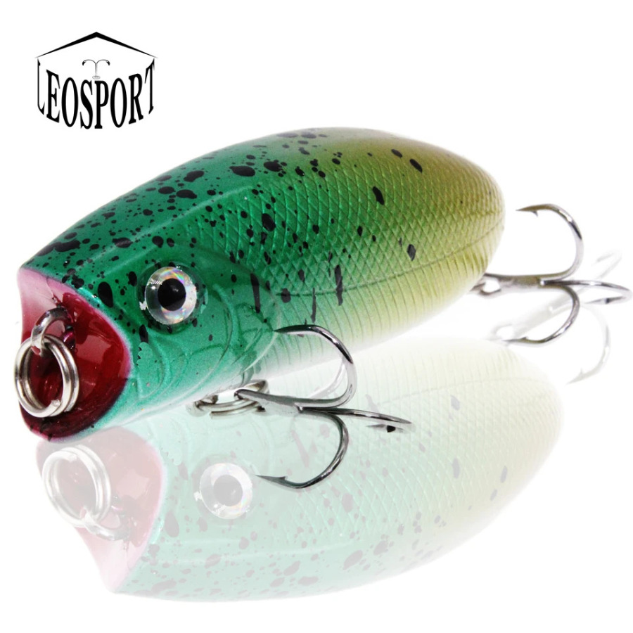 Fishing Lures Wobblers Bait-Isca Trolling-Top Feather Hooks Water Bass Yangi Sun'iy Popper