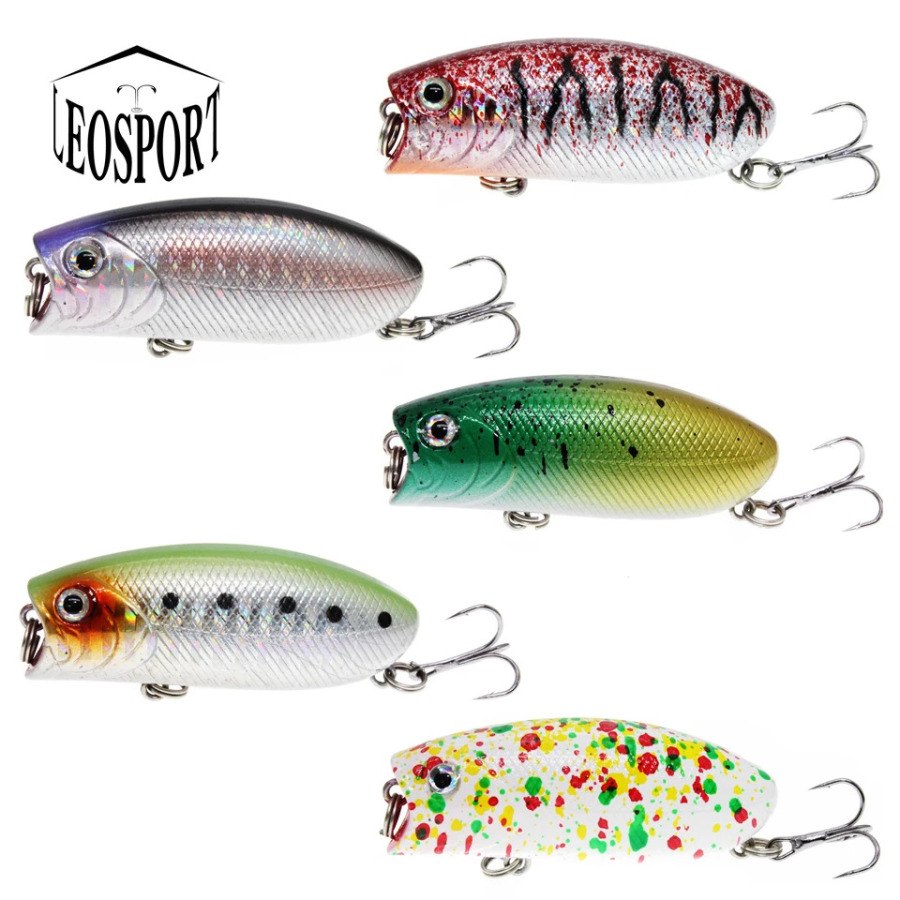 Fishing Lures Wobblers Bait-Isca Trolling-Top Feather Hooks Water Bass Yangi Sun'iy Popper