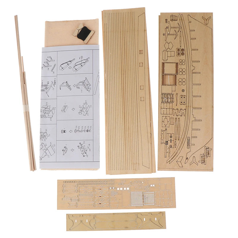 Issiq sotuvda 1: 130 DIY kema modelini yig'ish klassik yog'och qayiq yog'ochni bezash