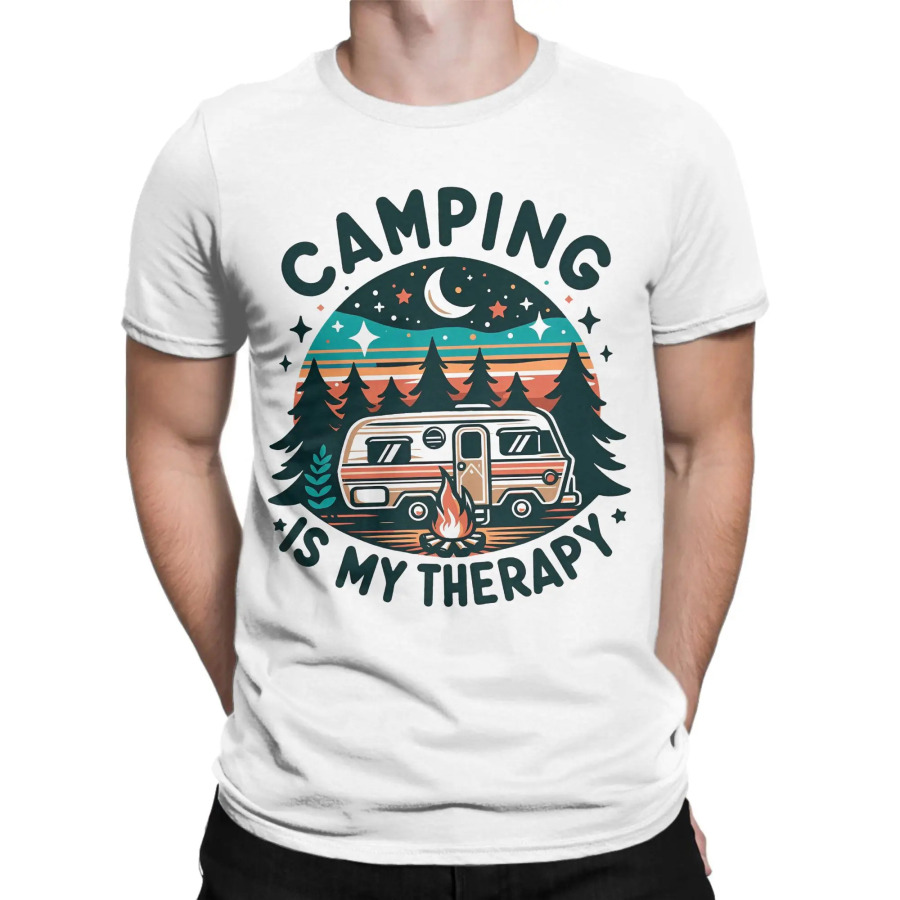 Футболка Camping Is My Therapy Футболка с рисунком костра на колесах для людей на открытом воздухе, футболки для отдыха и природе