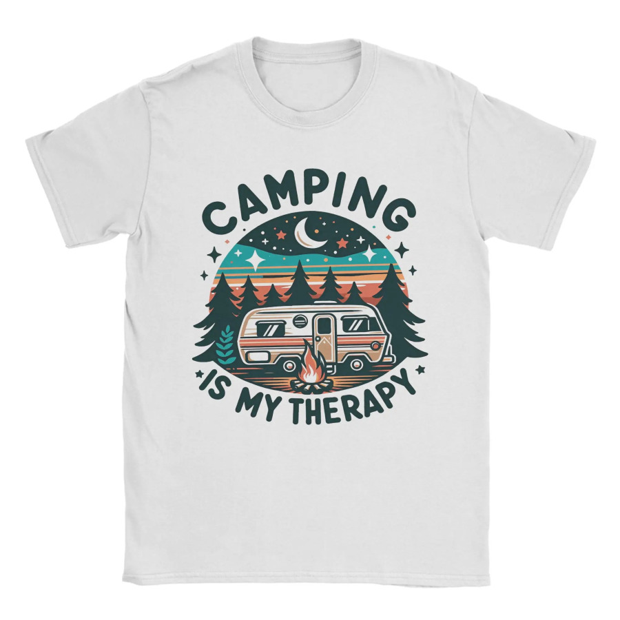 Футболка Camping Is My Therapy Футболка с рисунком костра на колесах для людей на открытом воздухе, футболки для отдыха и природе