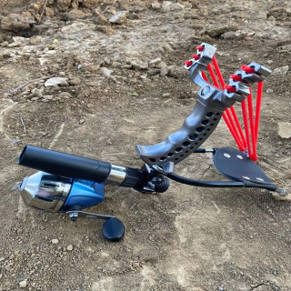 Slingshot, ov katapulti, slingshot otish, bilak tayanchi bilan ov qilish, mehnatni tejash
