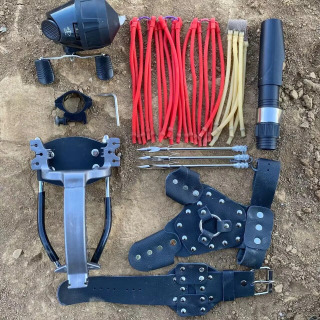 Slingshot, ov katapulti, slingshot otish, bilak tayanchi bilan ov qilish, mehnatni tejash