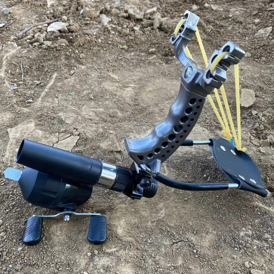 Slingshot, ov katapulti, slingshot otish, bilak tayanchi bilan ov qilish, mehnatni tejash