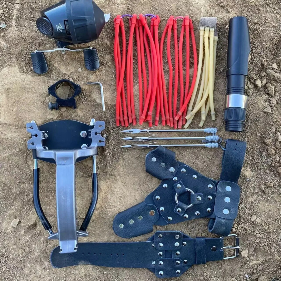 Slingshot, ov katapulti, slingshot otish, bilak tayanchi bilan ov qilish, mehnatni tejash