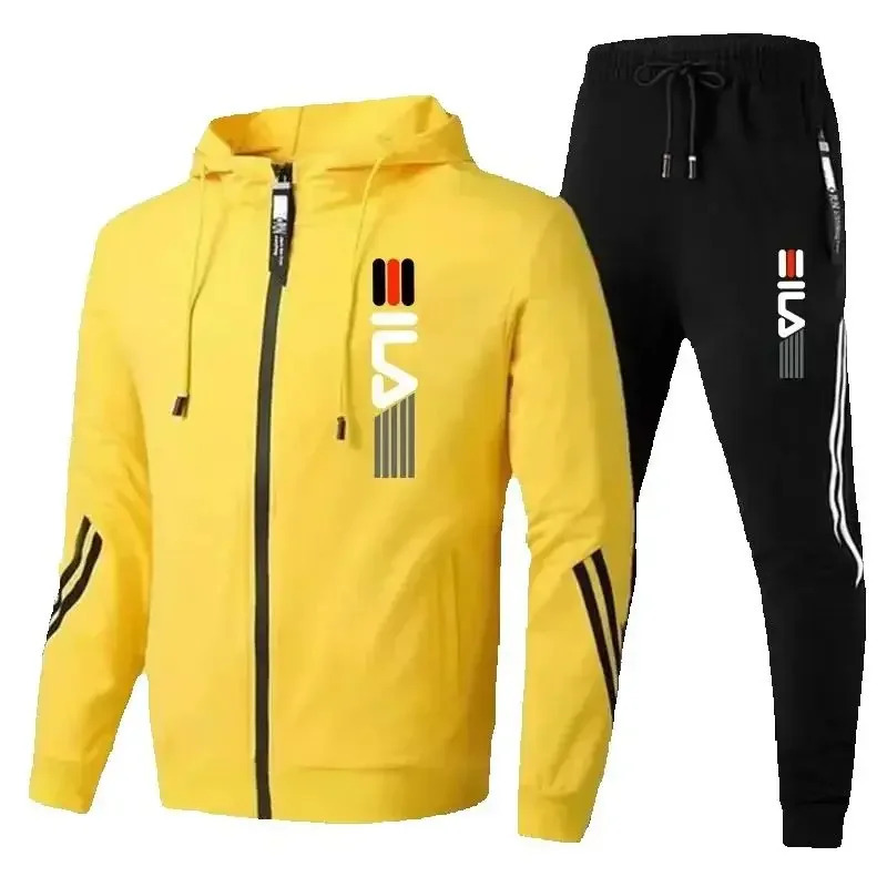 Мужской комплект спортивной одежды на весну и осень 2025: повседневная спортивная куртка + спортивные штаны, модный и стильный спортивный костюм для бега