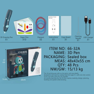 Bolalar uchun 3D bosma qalam, DIY oʻquv chizmachilik oʻyinchoqlari, PLA filamentli, simsiz va ishlatish uchun qulay, bolalar tugʻilgan kuni uchun ideal Желтый