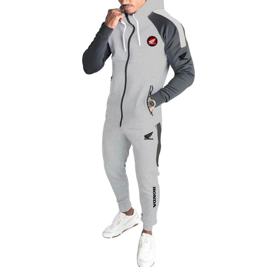 Комплект мужской спортивной одежды - спортивная куртка Honda + спортивные штаны - комплект из 2 предметов. Спортивная толстовка. Пальто с капюшоном. Костюм для бега на открытом воздухе