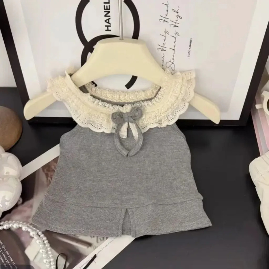 Bolalar Qizlarning gulli to'rli top va shortilar to'plami moda yozgi liboslari