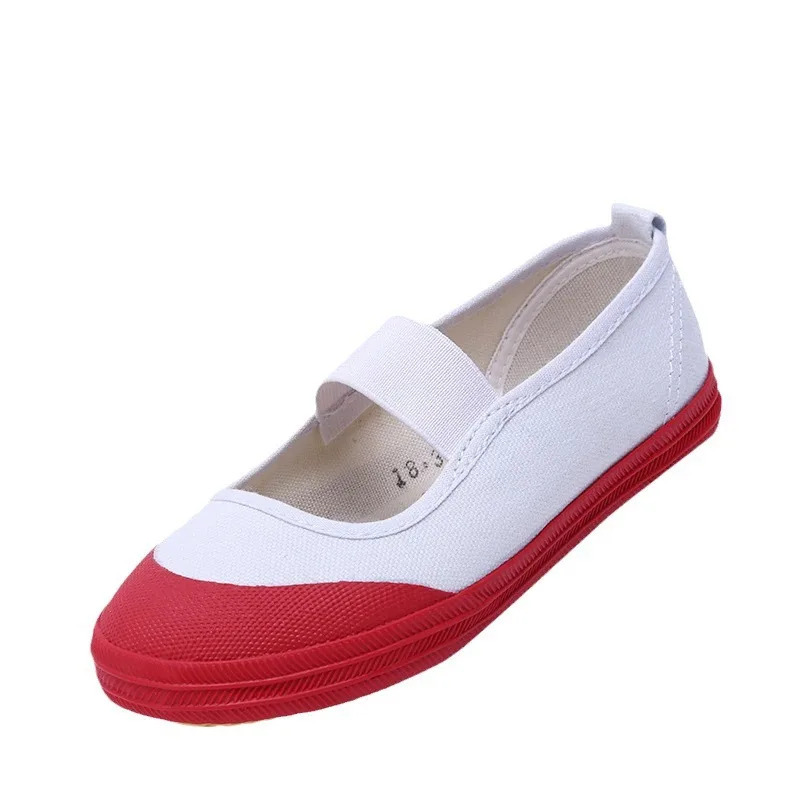 Bolalar poyafzallari bolalar raqs poyafzallari nafas oladigan kanvas poyabzallari bolalar bog'chasi yopiq poyabzallari kichik oq poyabzallar gimnastika poyabzallari