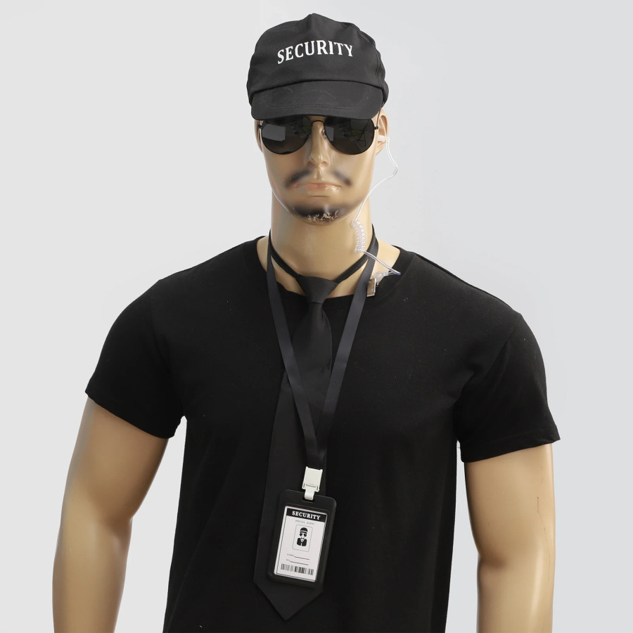 Agent aksessuarlari to'plami Quloq tiqinlari Ish brendi ko'zoynaklari Shlyapalar o'smirlar uchun maxfiy xavfsizlik kostyumi Kattalar Cosplay o'yin partiyasi