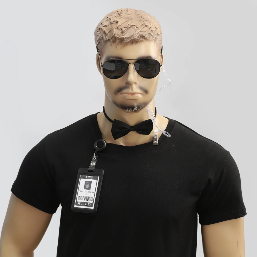 Agent aksessuarlari to'plami Quloq tiqinlari Ish brendi ko'zoynaklari Shlyapalar o'smirlar uchun maxfiy xavfsizlik kostyumi Kattalar Cosplay o'yin partiyasi