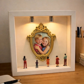 DIY mini muzeyi siluet qutisi to'plami: miniatyura haykalchasi va oltin ramkali bolalar uchun tug'ilgan kun yoki yubiley sovg'asi