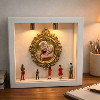 DIY mini muzeyi siluet qutisi to'plami: miniatyura haykalchasi va oltin ramkali bolalar uchun tug'ilgan kun yoki yubiley sovg'asi