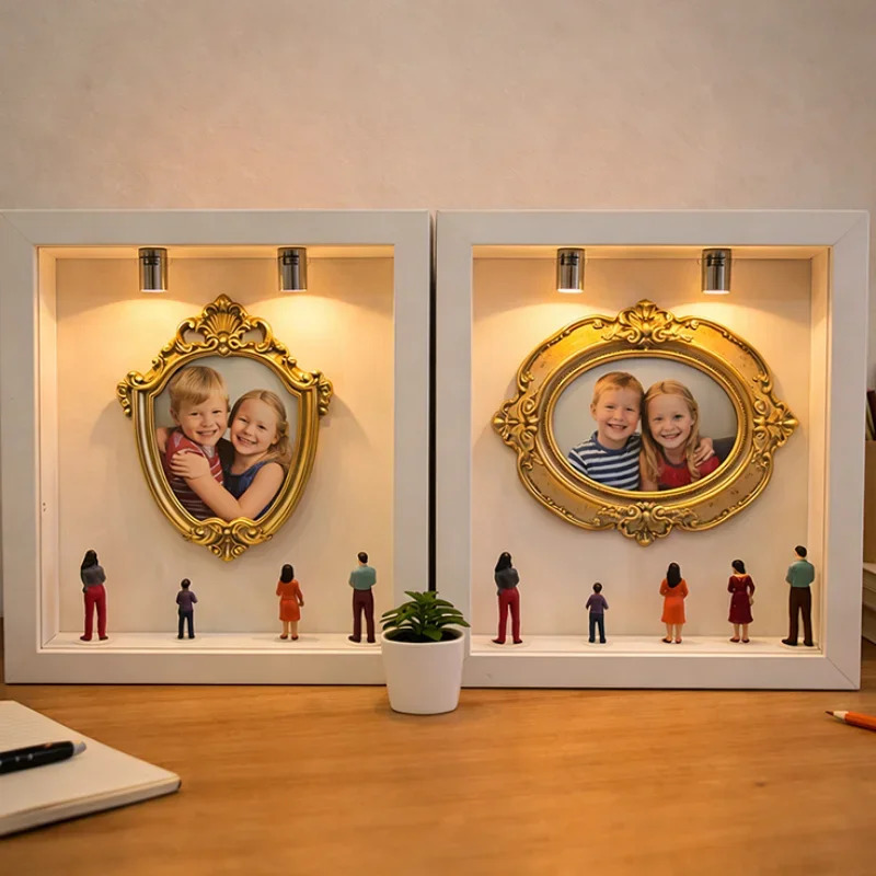 DIY mini muzeyi siluet qutisi to'plami: miniatyura haykalchasi va oltin ramkali bolalar uchun tug'ilgan kun yoki yubiley sovg'asi