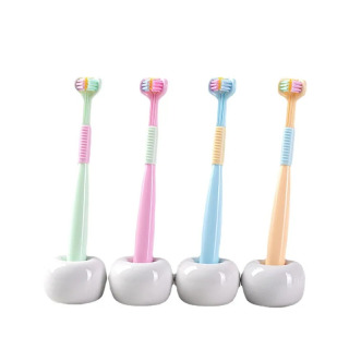 Baby Oral Health Care Kids 360° °   Чистая зубная щетка для чистки зубов, трехсторонняя мягкая зубная щетка ярких цветов, детский уход за зубами, От 3 до 12 лет