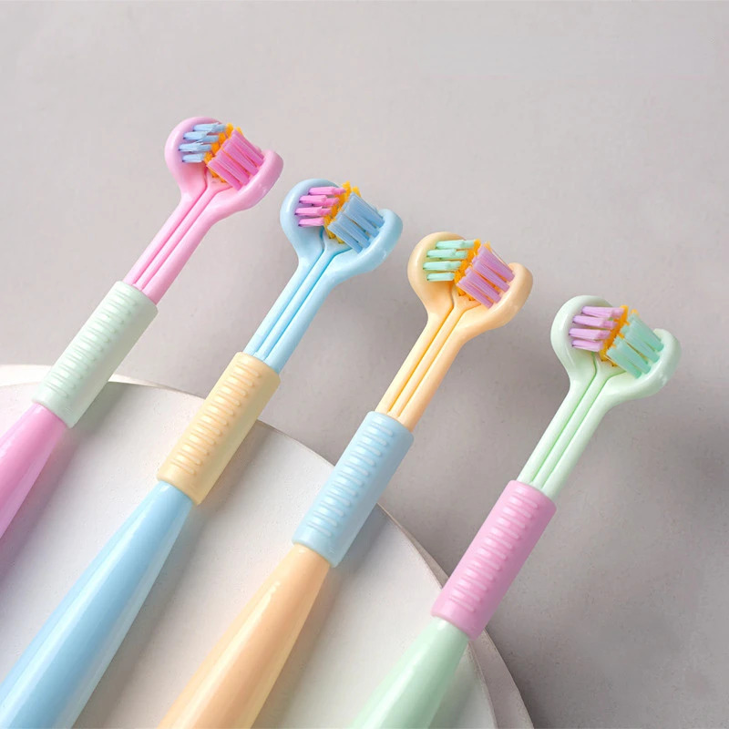 Baby Oral Health Care Kids 360° °   Чистая зубная щетка для чистки зубов, трехсторонняя мягкая зубная щетка ярких цветов, детский уход за зубами, От 3 до 12 лет