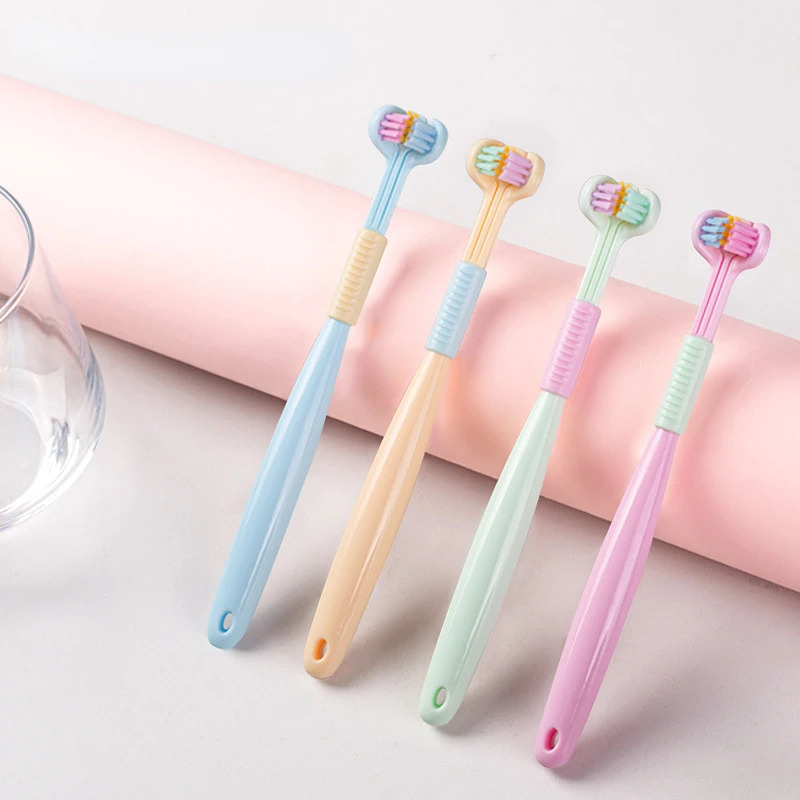Baby Oral Health Care Kids 360° °   Чистая зубная щетка для чистки зубов, трехсторонняя мягкая зубная щетка ярких цветов, детский уход за зубами, От 3 до 12 лет