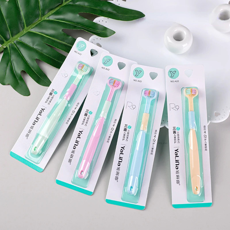 Baby Oral Health Care Kids 360° °   Чистая зубная щетка для чистки зубов, трехсторонняя мягкая зубная щетка ярких цветов, детский уход за зубами, От 3 до 12 лет