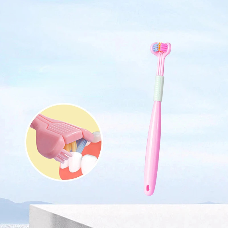 Baby Oral Health Care Kids 360° °   Чистая зубная щетка для чистки зубов, трехсторонняя мягкая зубная щетка ярких цветов, детский уход за зубами, От 3 до 12 лет