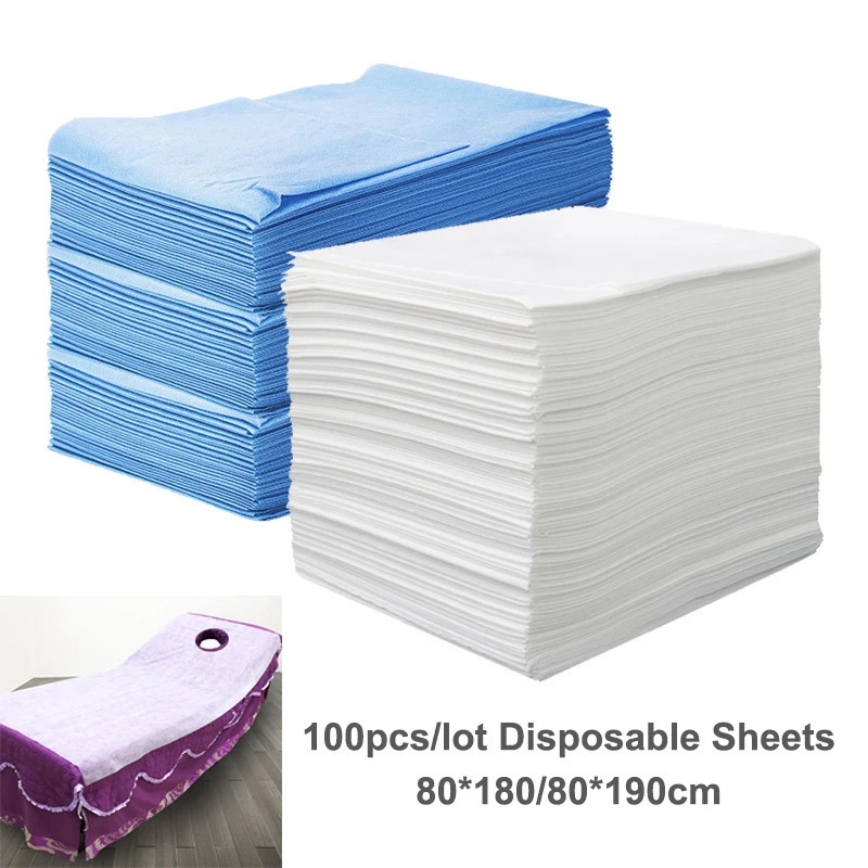 100 dona / paket bir martalik to'qilmagan choyshablar