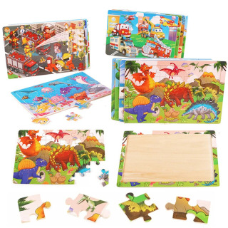 Yangi yog'och 3D jumboqlar (30 dona) multfilmli hayvonlarni tashish Tangram o'quv Montessori o'yinchoqlari bolalar uchun sovg'alar