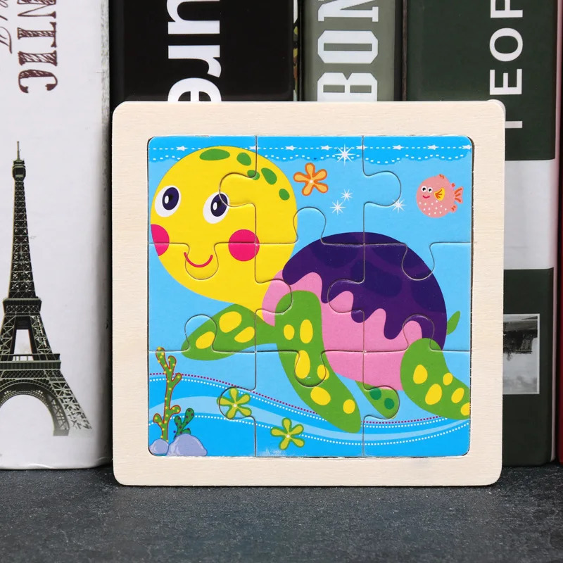 11X11 см детские деревянные головоломки мультфильм животное движение Танграм деревянные головоломки игрушки развивающие головоломки игрушки для детей подарки