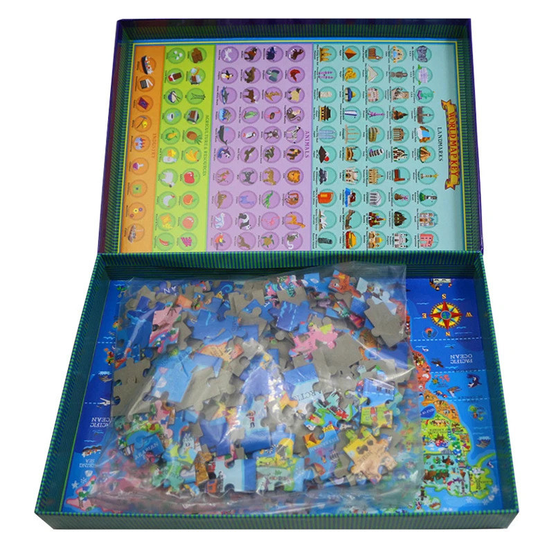 Dunyo xaritasi boshqotirmasi bolalar uchun sovg'alar - 200 dona - 4 va undan katta yoshdagi bolalar uchun o'quv yordami va o'quv o'yinlari