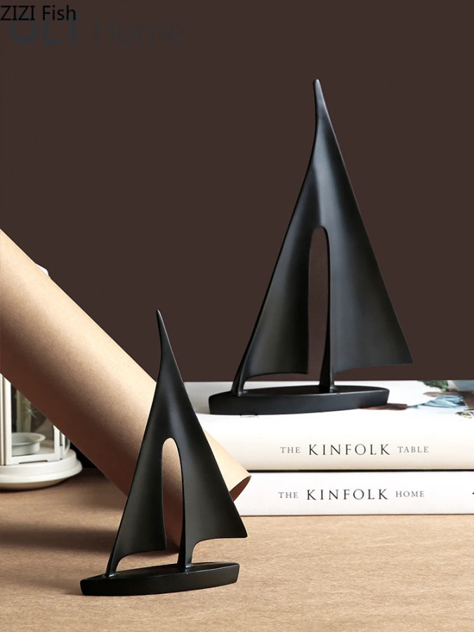 Ijodiy silliq yelkanli qayiqlar Parom Ajurli qatronli oltin bezaklar Zamonaviy uy bezaklari Uy jihozlari Haykalchalar