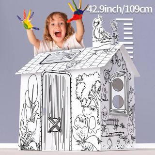 Креативный граффити 3D Сборка игрушечный дом, DIY, живопись, дом джунглей, взаимодействие родителей и детей, детский сад, рукоделие, дети