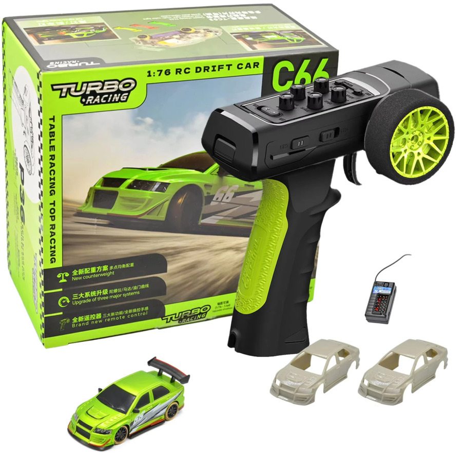 Turbo Racing 1:76 C66 Drift Giroskopik radio bilan to'liq proportsional masofadan boshqarish pulti o'yinchoqlari RTR ish stoli o'yinchoqlari Bolalar kattalar uchun