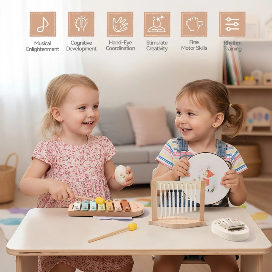 Montessori musiqa asboblari musiqa o'yinchoqlari 0-12 oylik chaqaloq baraban ksilofon chaqaloq o'yinchoqlari chaqaloq o'quv yog'och erta rivojlanish asboblari