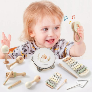 Yog'ochdan yasalgan musiqa asboblari Montessori bolalar o'yinchoqlari chaqaloqlar va bolalar uchun aql va ma'rifiy o'yinchoq chaqaloq sovg'asi