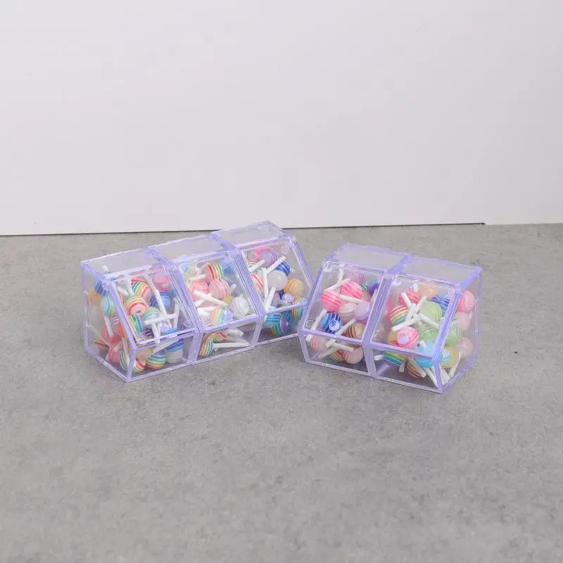 Dollhouse o'yinchoq aksessuarlari - Mini Clear Stend Modeli 5 dona supermarket bezaklari