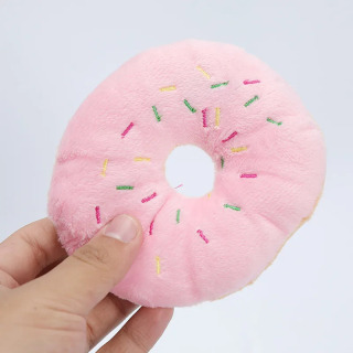 Yumshoq peluş donut it o'yinchoqlari chaynash it o'yinchoqlari Yoqimli kuchukcha Squeaker o'yinchoqlar Kichik o'rta itlar uchun kulgili interaktiv o'yinchoqlar