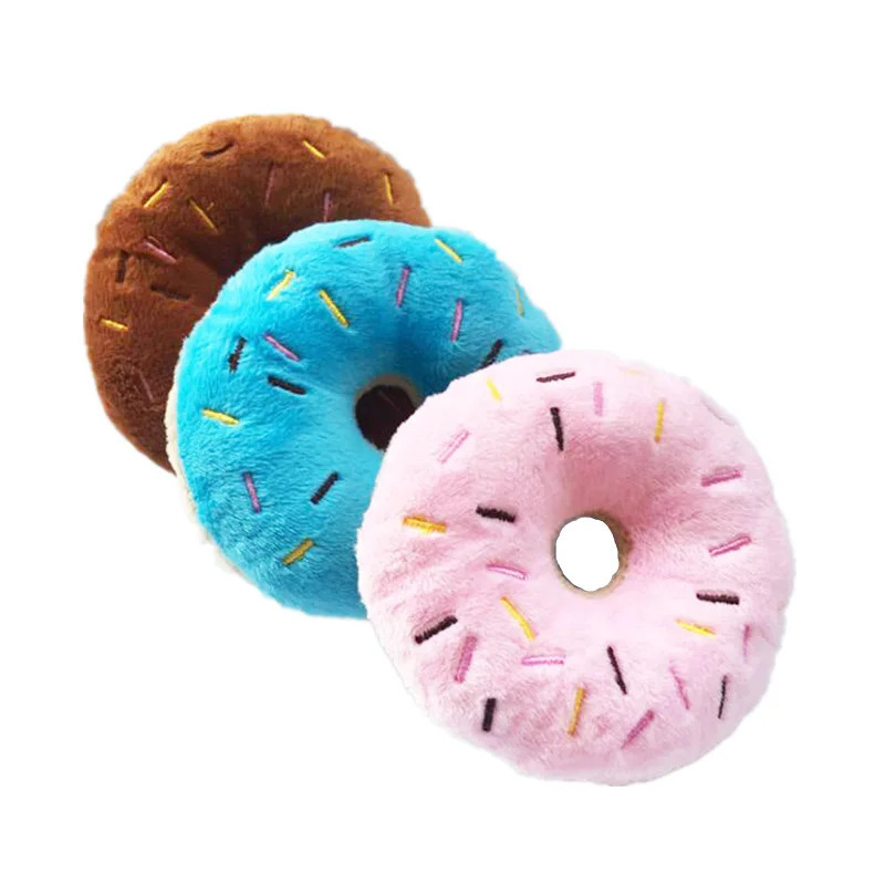 Yumshoq peluş donut it o'yinchoqlari chaynash it o'yinchoqlari Yoqimli kuchukcha Squeaker o'yinchoqlar Kichik o'rta itlar uchun kulgili interaktiv o'yinchoqlar